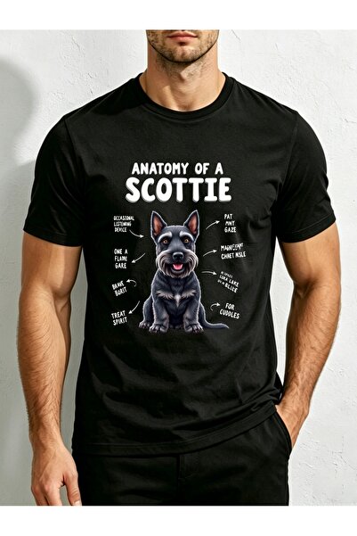 212Wear Anatomy Of A Scottie Design Men's Crewneck T-Shirt Loose Fit 100 Perc...