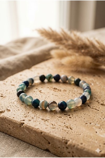 ZGNOVA Handmade Blue Agate Natural Stone Bracelet