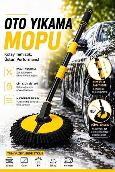 homeneeds Teleskopik Saplı Mikrofiber Oto Yıkama Fırçası | Araç Yıkama Mopu, ...