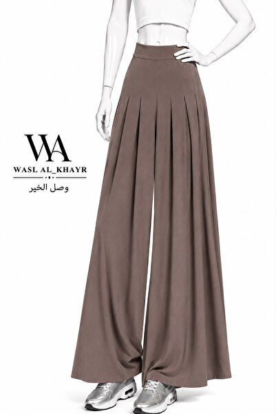 WASL ALKHAIR Women's Palazzo Wide Leg High Waist Pleated Front & Back Pants -...