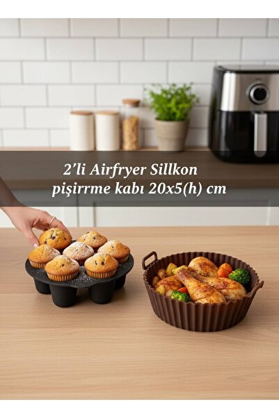 HOLLYHOME 2 Pieces Silicone Airfryer Baking Container Clover, Muffin Oven, Ai...
