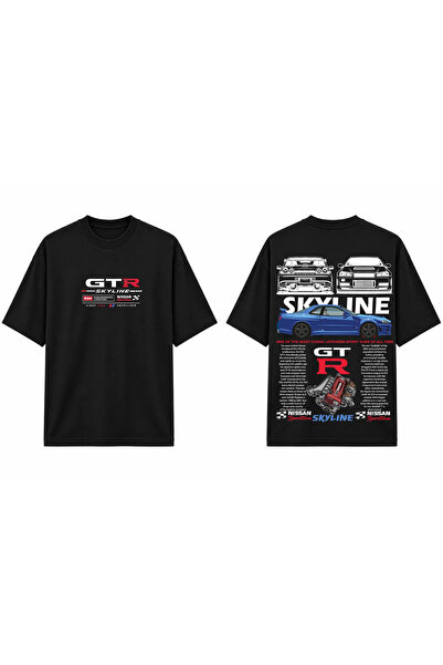 TOMRİS TASARIM Nissan GTR R34 Skyline JDM Oversize T-Shirt
