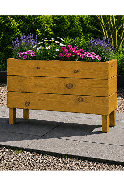 İlen Design Ahşap Membran Kaplamalı Dış Mekan Saksı 50x30x100
