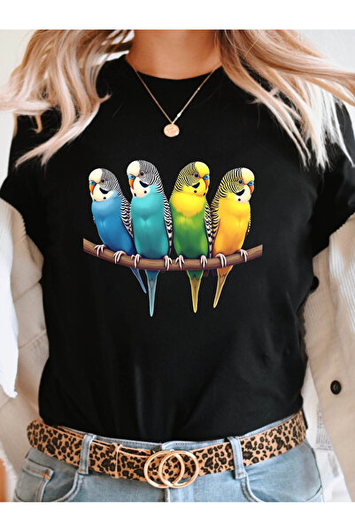 212Wear تي شيرت بطبعة Fun Encounter من Parrot Band - قميص كاجوال برقبة دائرية...