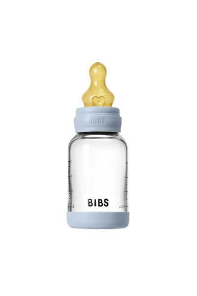 Bibs Γυάλινο μπιμπερό λάτεξ 120ml - αργή ροή - γαλάζιο