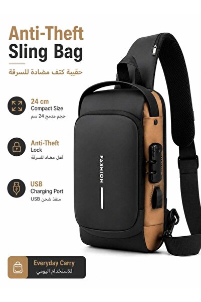 LEOXOL Crossbody Bag | 24 cm Chest Bag With Lock And USB Port | Anti Theft Sh...