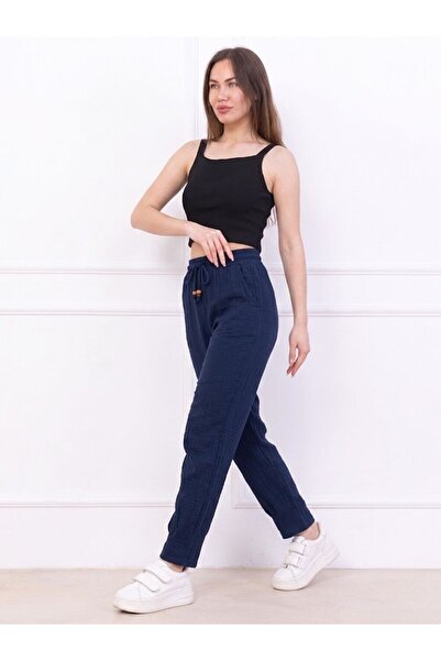 Flubutik Women's Laci Muslin Cotton Pleated Trousers