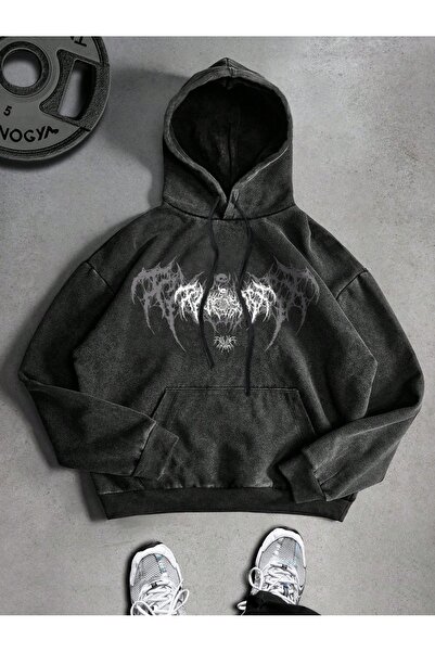 Touz Moda Gothic Retro Printed Vintage Hooded Sweatshirt