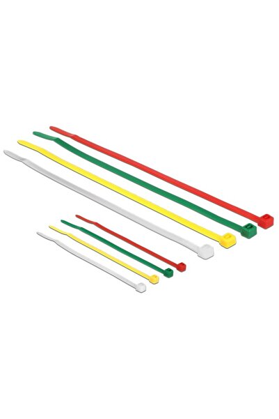DELOCK δεματικά καλωδίων 18628, 100x2.5mm & 200x3.6mm χρωματιστά, 200τμχ