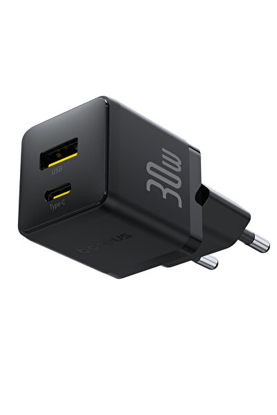 Baseus Incarcator de retea Palm 30W, 1x USB-C, 1x USB-A, Negru