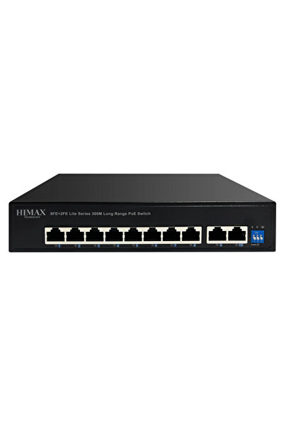 OEM HIMAX PoE switch PS1802E-L, 8x Ethernet PoE & 2x Ethernet θύρες, έως 100Mbps
