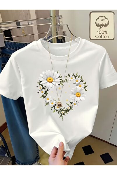 PAVRO تيشيرت مريح للجنسين بطباعة مختلطة