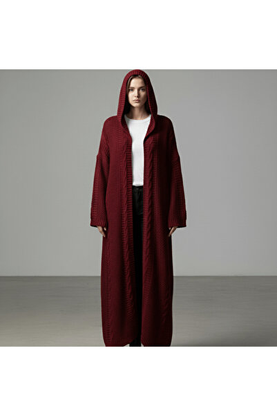 alqarat The Rima Winter Bisht – Long Hooded Knit Cardigan