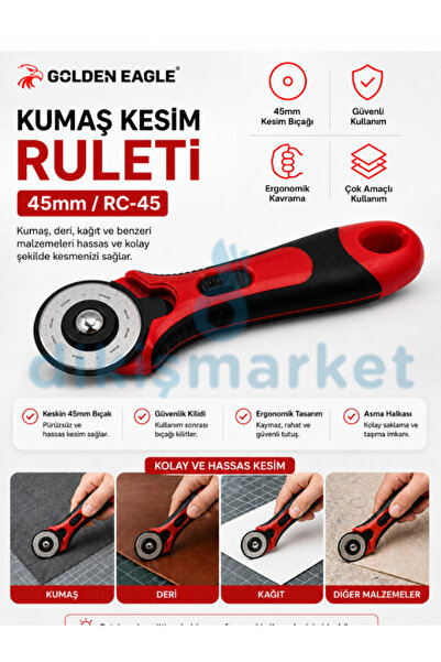dm dikişmarket 45mm deri kumaş kağıt rulet kesici