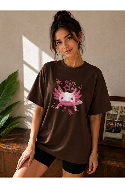 ZİYMO Women's Axolotl Printed Oversized T-Shirt