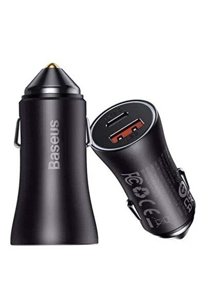 Baseus Car Charger Dual USB and Type-C Port 60W Gray Black