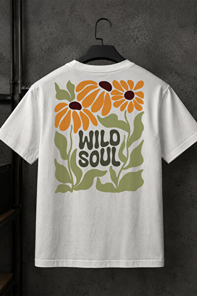 Spoyi Wild Soul Design 100% Cotton Half Oversize White T-Shirt