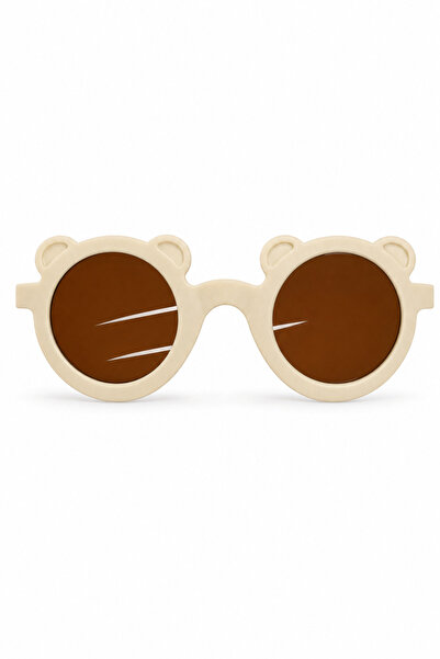 Jack Ferrero Cute Teddy Bear Ears Kids Sunglasses - Cream Color Round Frame