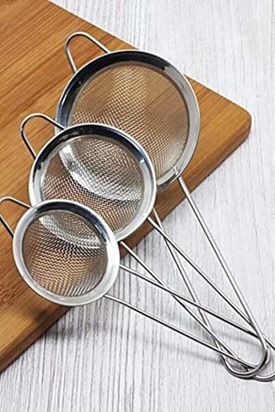Yıldızan Tua Shop Çelik, Tea Strainer Set, Round, Set of 3, 6X6/7X7/9X9 Cm, D...
