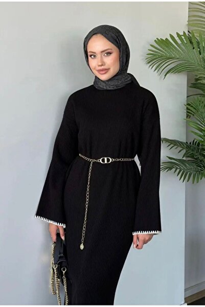 DAĞON'S Belt Detailed Long Knitwear Dress 130 cm