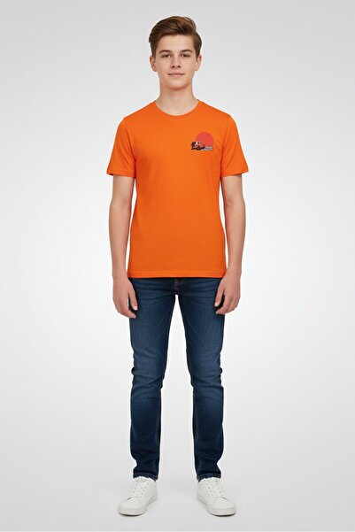 Blue Heritage Kids Boy Crew Neck Short Sleeve Graphic Print T-Shirt, Orange