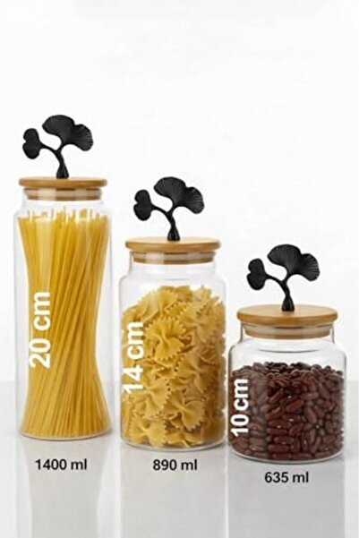 Yıldızan Nry Shop 3-Piece Bamboo Lid Matte Black Ginkgo Figured Transparent G...