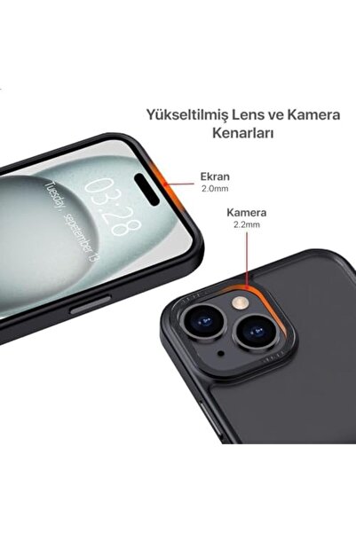 Yıldızan tua shop مادة هجينة غير لامعة لهاتف iPhone 15 مع حماية معدنية للكامي...