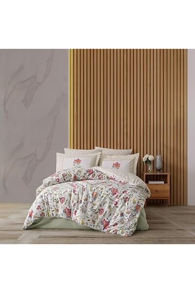 Yıldızan Msa Shop Soley |   Leticia | 100% Cotton Double Duvet Cover Set Gree...