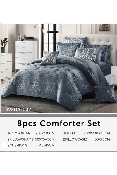 BIET ALMAFROSHAT Nefren Premium Velvet Fabric 8 Piece Comforter Set