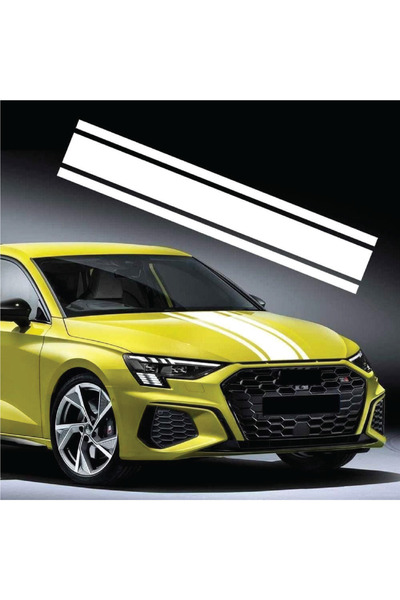 Amo-Stickers White Stripe Car Hood Sticker