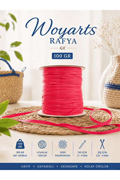 woyarts Raffia Yarn 100 Gr 250 m Bag, Hat, Beach Bag, Basket and Decorative K...