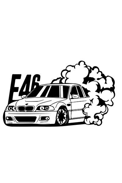 Amo-Stickers Sticker auto BMW e46 Smoke 40cm Negru