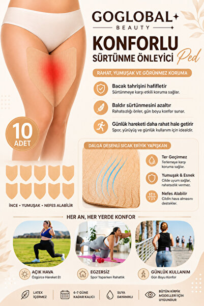 goglobal 10'lu Uyluk Sürtünme Önleyici Bant | Kendinden Yapışkanlı Pişik Önle...