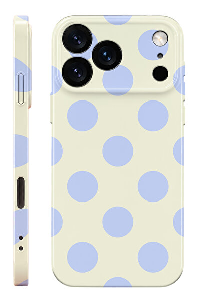 WANNA PROTECT iPhone 17 Pro Max Mavi Puantiye Protect Slim Parlak Tam Kaplaya...