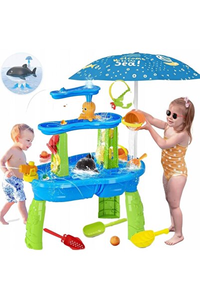 Matadi Set masa interactiva de apa/nisip 2in1 cu umbrela si cascada electrica...