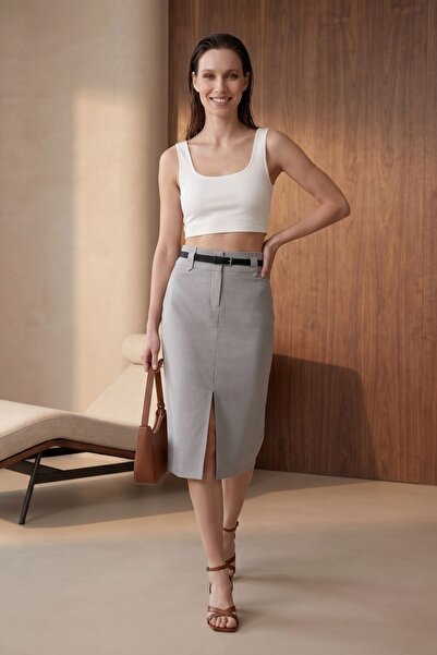Hiccup My Fashion Slit High Waist Midi Pencil Skirt