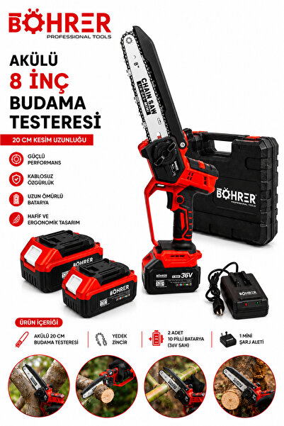 BÖHRER BA011400 ÇİFT AKÜLÜ DAL BUDAMA TESTERESİ - 36V 5AH