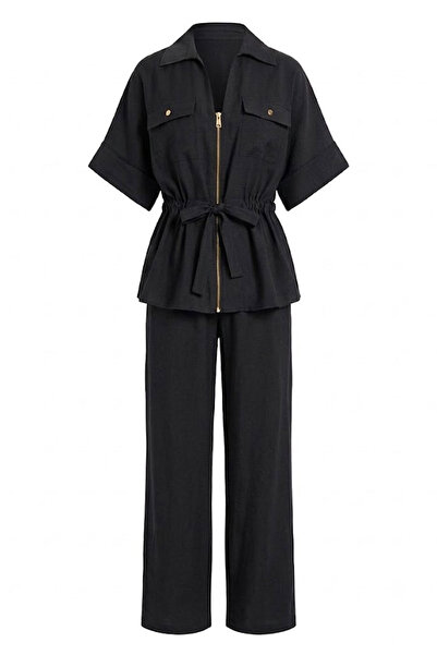 Ruby Waist Adjustable Zippered Suit Black