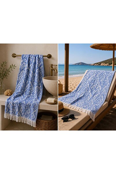 Missi Ege Esintisi Saray Jacquard Διπλής Όψης Πεστεμάλ - Μπλε - 100% Βαμβάκι ...
