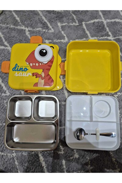 Lider MAGNESİA 3 BÖLMELİ PASLANMAZ ÇELİK 2 KATLI HAYVAN FİGÜRLÜ BESLENME KUTUSU 1120ML+70 ML TAŞIMA KUTUSU SEFER TASI