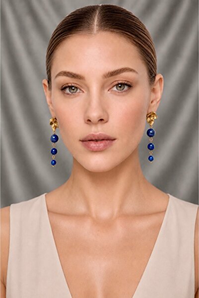 Camellie KY Jewels Lapis Bloom | A Kalite Doğal Taş Lapis Lazuli Altın Kaplam...