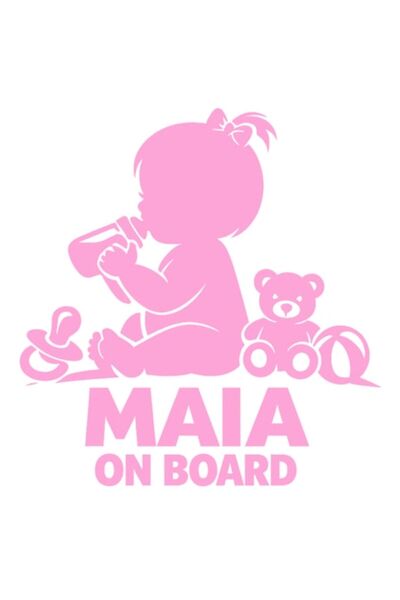 OEM Autocolant decorativ auto  "MAIA ON BOARD ", 10cm, Roz