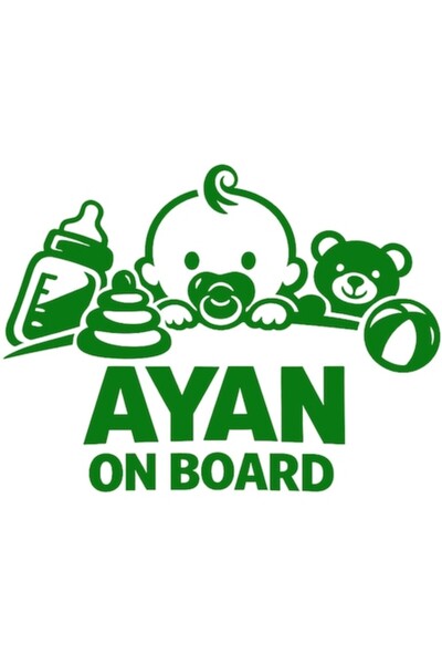 OEM Autocolant decorativ auto  "AYAN ON BOARD ", 15cm, Verde