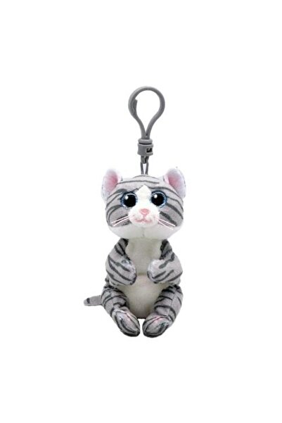 TY Jucarie de plus cu breloc, Ty, Pisica, 8.5cm, Gri
