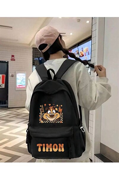 Minga London Black Timon Printed School, Dershane, Course Backpack
