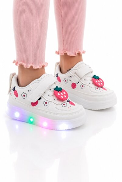 Superbaby Pantofi sport cu lumini LED, Model Capsunele, Piele ecologica, fete...