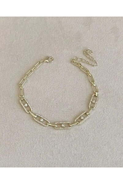 Haziran Accessory, Paperclip Model Stone Meska Bracelet