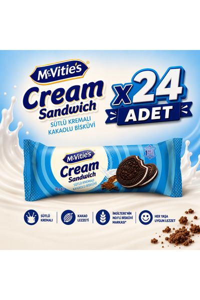 McVities Cream Sandwich Bisküvi (90 g) x24 adet