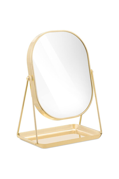 Navaris Oglindă cosmetică, 360 °   Rotativ, oval, cu bază metalică și tavă pe...