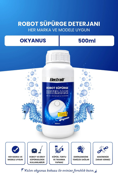 ELECTROLL Robot Süpürge Deterjanı Okyanus Kokulu 500 ml Her Marka Ve Modele U...